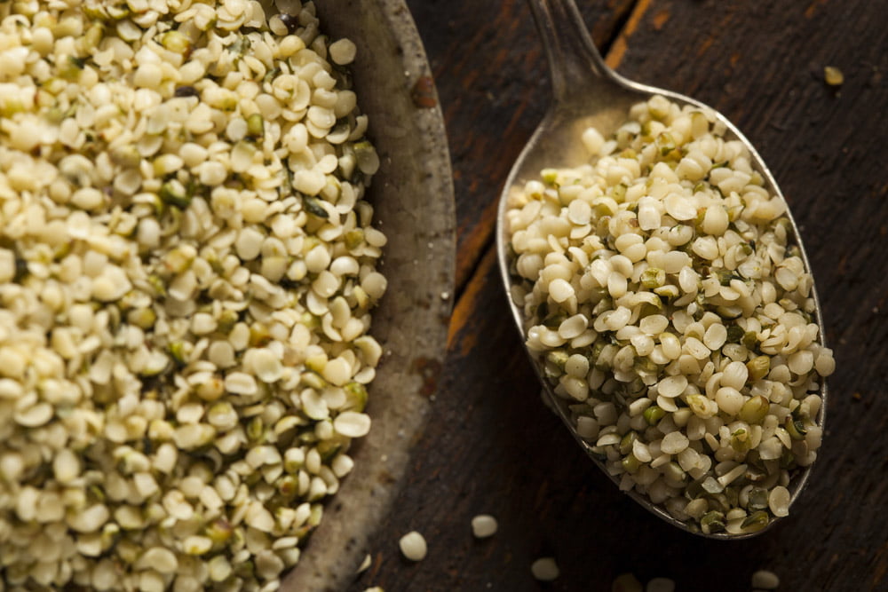 Hemp Hearts on spoon